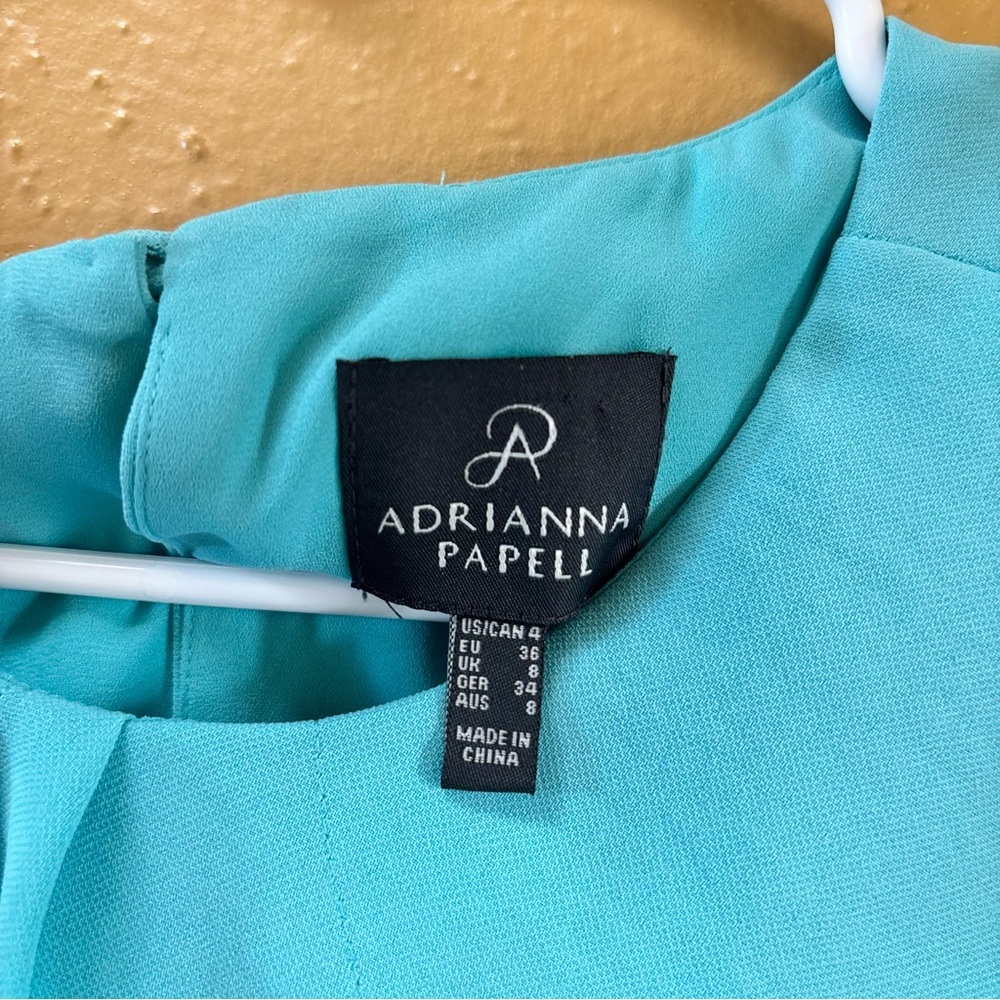 Adrianna Papell Aruba Blue Gauzy Crepe Draped Front Dress AP10100837 Womens 4 - Picture 3 of 8